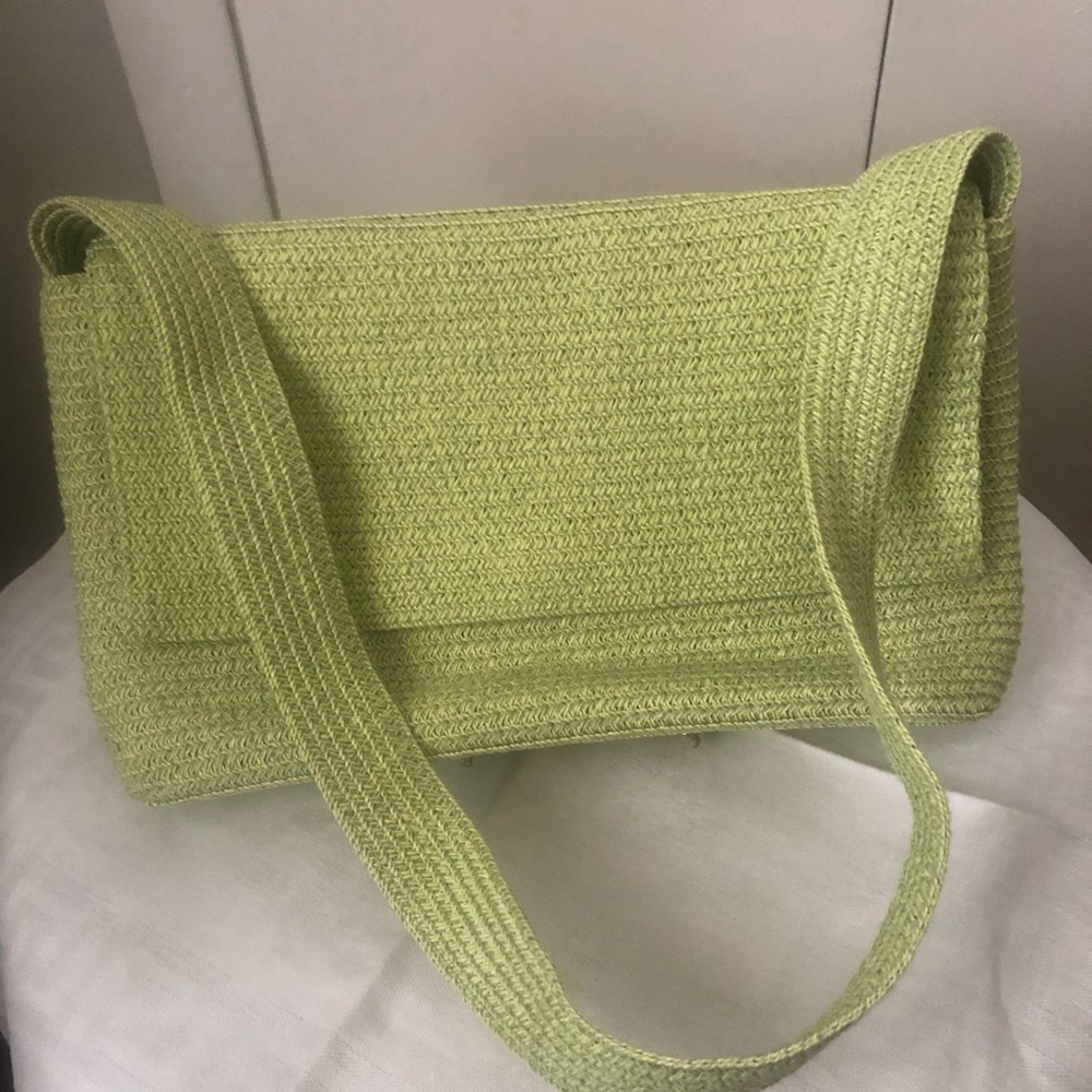 Talbots Lime Green Woven Straw Handbag